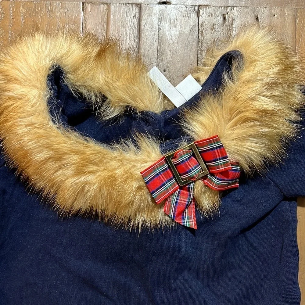 Janie and jack faux fur collar shirt